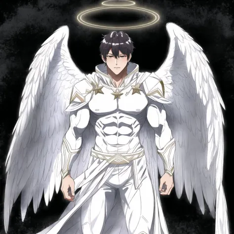 <lora:angelgirl:1.0>,
(angel:1.0), (angel wings:1.1), feathered wings, white wings, wings, halo,
cape, costume, epic, manly, muscle, sketch