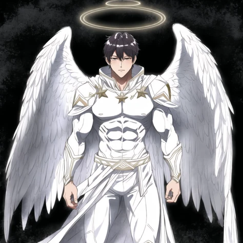 <lora:angelgirl:1.0>,
(angel:1.0), (angel wings:1.1), feathered wings, white wings, wings, halo,
cape, costume, epic, manly, muscle, sketch