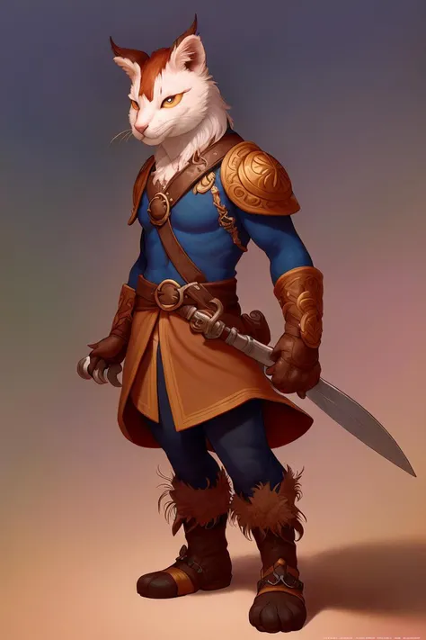 (Digital Artwork:1.3) of fantasycharacter, 1boy solo, standing, male focus, full body, front view, looking at the viewer, fantasy video game character, Instagram pose, (pointy ears, brown boots, gloves, smile, feathers, medium hair, belt, jewelry, earrings, weapon), ({masterpiece},{bestquality}, {bestquality}, original),CGSociety,ArtStation