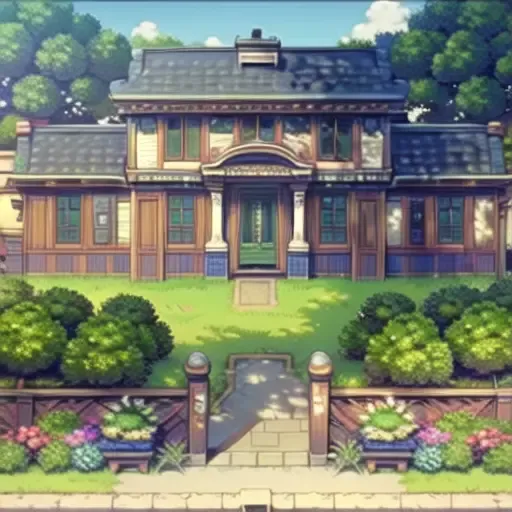 masterpiece, best quality,architecture,architecture, bench, (Frontal angle:1.5),(clear and clean screen)bicycle, black_border, building, bush, day, fence, forest, garden, grass, house, lamppost, letterboxed, nature, no_humans, outdoors, pavement, photo_background, plant, potted_plant, road, scenery, street, tree, tree_shade, water, wooden_fence