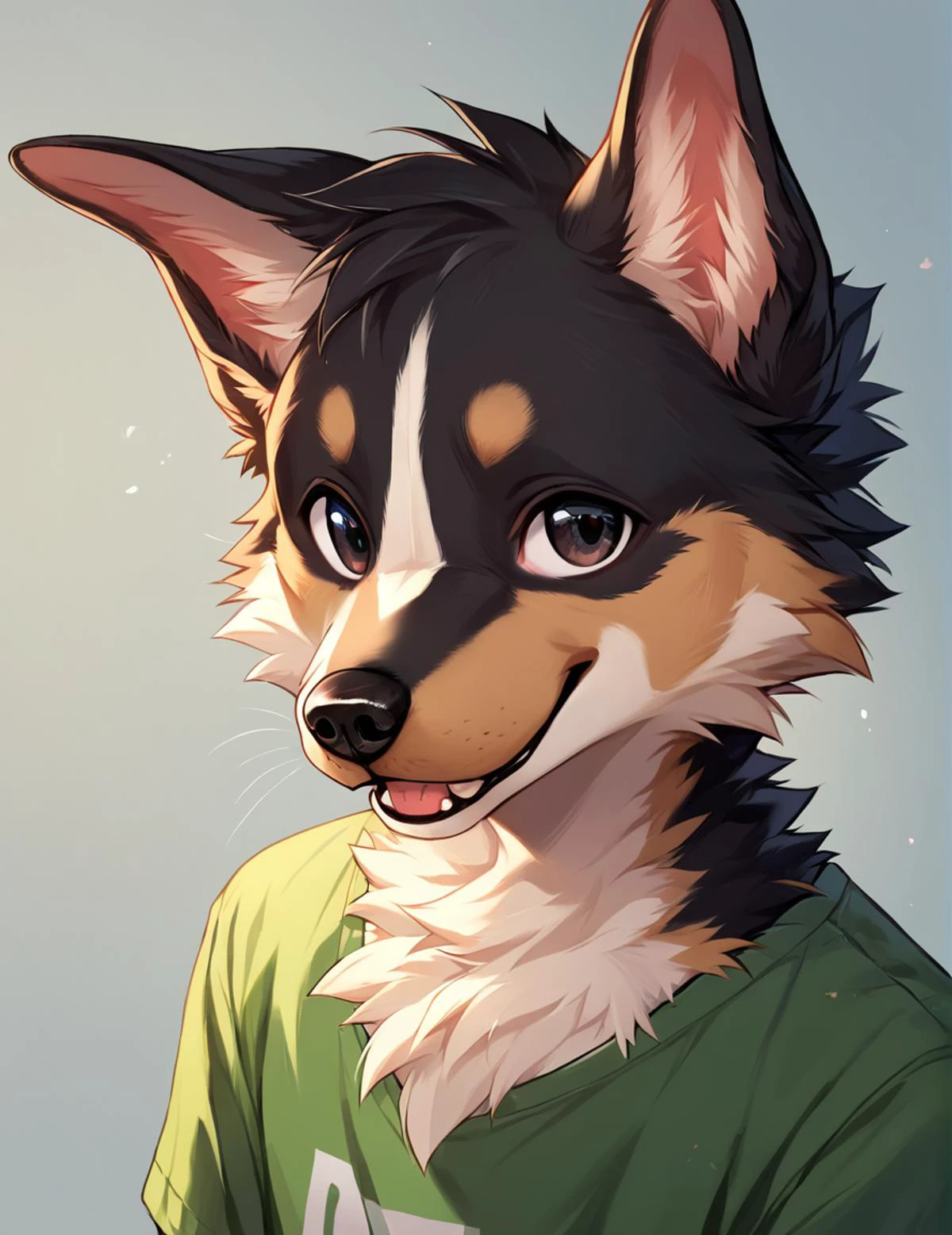 score_9, score_8_up, score_7_up, score_6_up, score_5_up, score_4_up,source_furry, rating_safe, (fur, furry:2), (young:1.0),
BREAK
masterpiece, best quality, absurdres, unity 8k wallpaper, official art, official style,
BREAK
(1boy, male focus, dog boy:1.5),
detailed hair, transparent hair,(looking at viewer, dutch angle),
BREAK
Delicate eyes, beautiful eyes, detailed eyes,
hi res, detailed,(highlight:1.3), shirt, short sleeve,, summer, smile,
black hair, black eyes,
BREAK
((((zPDXL))))