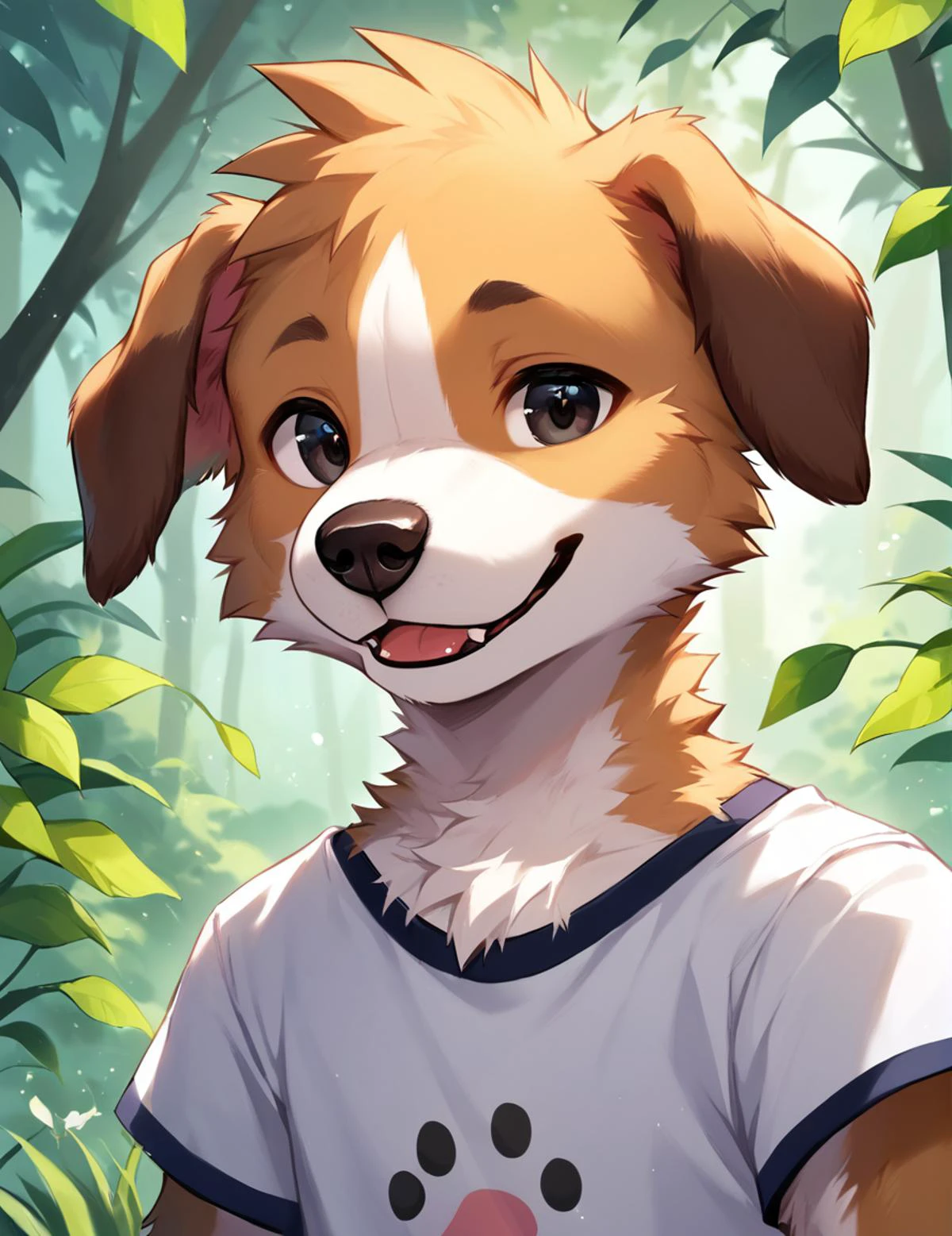 score_9, score_8_up, score_7_up, score_6_up, score_5_up, score_4_up,source_furry, rating_safe, (fur, furry:2), (young:1.0),
BREAK
masterpiece, best quality, absurdres, unity 8k wallpaper, official art, official style,
BREAK
(1boy, male focus, dog boy:1.5),
detailed hair, transparent hair,(looking at viewer, dutch angle),
BREAK
Delicate eyes, beautiful eyes, detailed eyes,
hi res, detailed,(highlight:1.3), shirt, short sleeve,, summer, smile,
black hair, black eyes,
BREAK
((((zPDXL))))