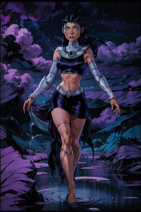 (8k, RAW photo, best quality, masterpiece:1.2), (intricate details), perfect eyes, perfect face, perfect lighting, beautiful, (masterpiece:1.2), (best quality:1.2), 1girl, blackfire, solo, space background, <lora:blackfire-10:0.75>, blush <lora:add_detail:1>,full body photography,detailed,, Photo realistic,hyper detail,hyper realistic, Full Body Photography