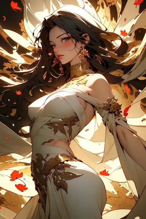 (((A young woman))), the anime, ( Green eyes), (black hair), Nice face, ssmile, the perfect body, Wavy Hair, hairlong, (((morena))), big breastes, ((tmasterpiece, beste-Qualit)), illustartion, ультра детализированная 8k, Photorealistic, sharp-focus, higly detailed, Professional lighting, colorful details, Rainbow colors, Glowing, intricate detials, Vivid details, Business Evening, party, a glass of champagne, Business Reception, evening gown, business dress, Patent leather ball shoes, Patent leather ball shoes, Ornaments, earings, Rings, bangles, Heart-shaped pendant around the neck, A glass of champagne in hand, First Lady, First Lady Costume, Female politician