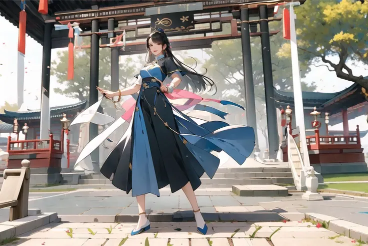 masterpiece,(masterpiece, top quality, best quality),Chinese clothing,outdoors,full body,