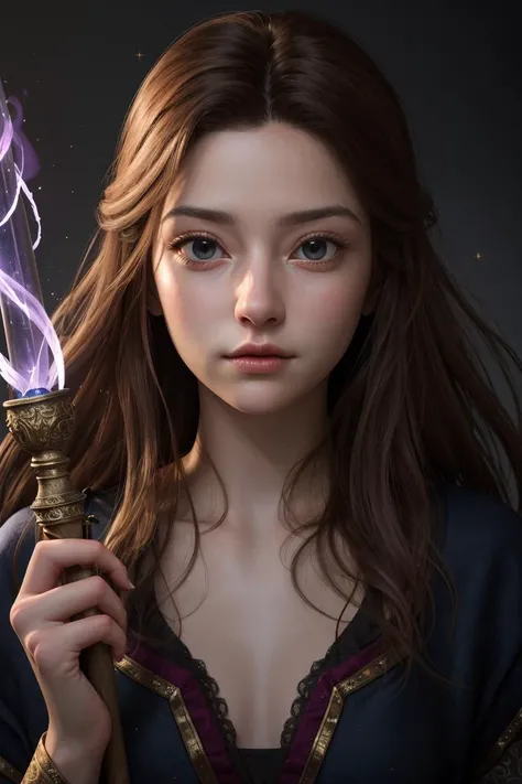 r3dg style, 3d, realistic, masterpiece, best quality, 1girl, magician, Mysterious expression, magical staff or wand, magical effects like sparkles or energy, flowing robes or enchanting attire, magical creatures or mystical background, rim lighting, side lighting, cinematic light, ultra high res, 8k uhd, film grain,best shadow, delicate, RAW, light particles, detailed skin texture, detailed cloth texture, beautiful detailed face, intricate details, ultra detailed