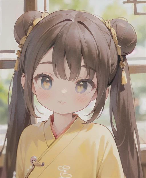 (ultra high res,photorealistic,realistic,best quality,photo-realistic),
(high detailed skin,visible pores),(real person,photograph),
(((yellow hanfu,chinese style))),realistic,simple background,upper body,
(8k, raw photo, best quality, masterpiece),(1 girl),photon mapping, radiosity, physically-based rendering,automatic white balance,(((haunting smile,long hair))),watery eyes,
(blush|cute and playful|adorable|skinny|thick bangs|beauty|twintail|hair bun,),(looking at viewer),(irises and pupils are rounded,the pupil reflects the surroundings,eyes are not the same size), <lora:Amme:0.4>