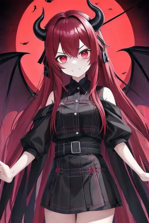 <lora:midouzi_v1.0-000025:1>, Kamado_Nezuko, 1girl, solo, looking_at_viewer, teeth, red_hair, slit_pupils, clenched_teeth, angry, veins, asa_no_ha_\(pattern\), checkered_sash, big rain, night, angry face, , demon, tooth, bats, black wings, blood, horn, Tattoo, mad face,