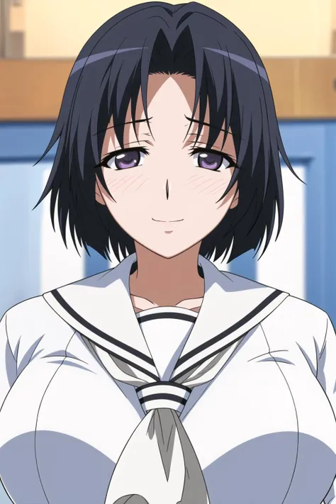 Simple White Background,
sailor outfit,neckerchief,long sleeves, school uniform, serafuku,
<lora:Chiyo_SwingOutSisters-KK77-V1:0.7>,
black hair,parted bangs, purple eyes, short hair,
<lora:Mariana_Luciano_NON_VIRGIN-KK77-V1:0.3>,<lora:more_details:0.1>,
1 girl, 20yo,Young female,Beautiful Finger,Beautiful long legs,Beautiful body,Beautiful Nose,Beautiful character design, perfect eyes, perfect face,expressive eyes,perfect balance,
looking at viewer,(Focus on her face),closed mouth, (innocent_big_eyes:1.0),Light_Smile,
official art,extremely detailed CG unity 8k wallpaper, perfect lighting,Colorful, Bright_Front_face_Lighting,shiny skin, 
(masterpiece:1.0),(best_quality:1.0), ultra high res,4K,ultra-detailed,
photography, 8K, HDR, highres, absurdres:1.2, Kodak portra 400, film grain, blurry background, bokeh:1.2, lens flare, (vibrant_color:1.2),professional photograph, 
(Beautiful,large_Breasts:1.4), (beautiful_face:1.5),(narrow_waist),