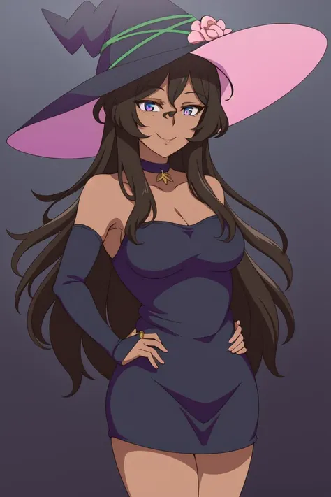 <lora:ViolaV1:0.8> 
Viola, witch hat
full body, smile, dark background,