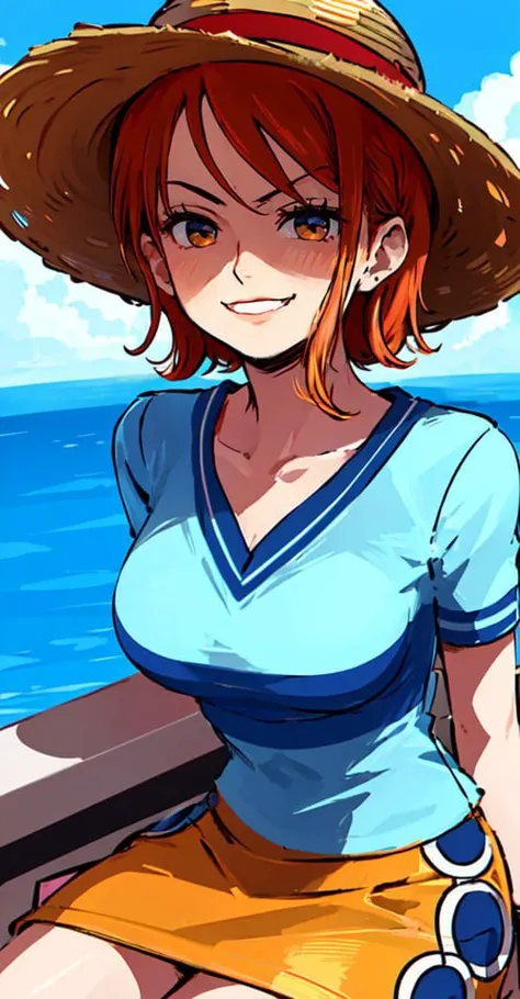((fullnude))),(Pretty big),((View here)),masutepiece,fullnude,Best Quality,Full body like,Nipple protruding,Nipple protruding,Navel,Delicat eyes,Happy face,red blush,embarrassed from,Embarrassing,Troubled face,Grinning,A smile,I'm pretty happy,barechested,Embarrassing cheeks,,red blush,Slim Faces,Solo,,Large breasts,girl with,the beach,Moe-e style,Detailed Digital Anime Art,skyla,red hairs,Grinning,Troubled face,Open mouth,blue eyess,Considerable sweat,full ,