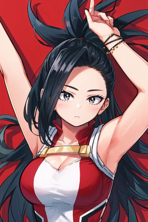 best quality, intricate details,
1girl, <lora:momoYaoyorozuMyHero_v10:0.8> yaoyorozu momo, center opening, collarbone, cleavage, red leotard,
<lora:yetAnotherHorikoshi_v10:0.8>