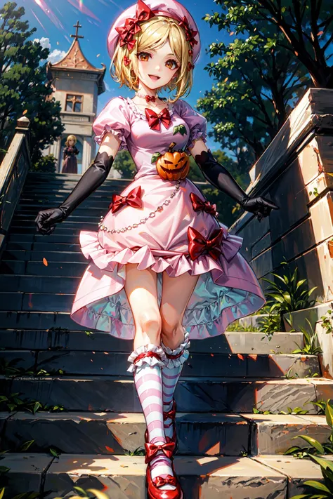 from front, looking at viewer, vortex, flying, dynamic action, fighting stance , [action pose, dynamic angle, foreshortening, perspective, depth of field], candy dragon,  woman,  candy striped dress, bare shoulders, [ponytail, bangs], face focus, (wrenchsweettail), big breasts,<lora:wrenchsweettail:0.9>  <lora:wuxia2:0.9>  wuxia, smile, red and white