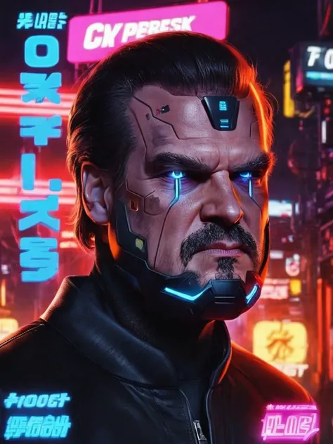 cyborg david harbour as cyberpunk warlock , A final stand, rebels and cyber-enhanced heroes rallying against an onslaught of digital monstrosities, the clash of worlds erupting in a blaze of neon and fury. , <lora:cyber_aesthetic_sdxl:1> , <lora:2077_Style:0.5> , Dazzling visuals , Mind-bending , <lora:davidharbour:0.5> , <lora:cyb-3d-art_sdxl:0.5> , <lora:cybergraphic_sdxl:0.5>