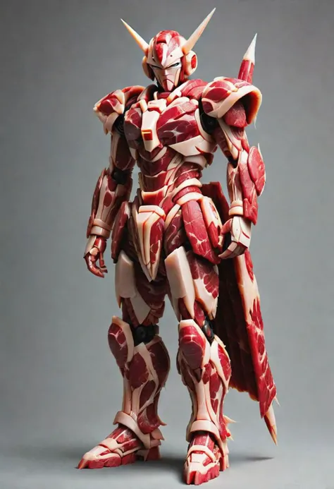 ral-meat, (Style-EMCG) (Style-DoF:1.6), 8K, GUNDAM, dynamic pose, 10 heads tall, depth of field
