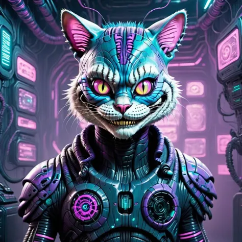 cyberpunk style, Cheshire cat<lora:cyberpunk_XL:1>
