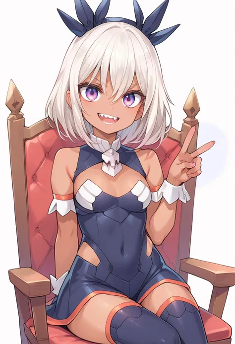 score_9, score_8_up, score_7_up score_9,score_8_up,score_7_up (score_9:0.9),score_8_up,score_7_up,anime style,rating_safe,1girl,solo,<lora:SIS-M00 Ilshana ponyXL v3:0.7>,SIS-M00 Ilshana,Ilshana clothes,1girl,solo,smile,looking at viewer,small breasts,crown,teeth,simple background,zPDXL,crazy girl smile,sitting on chair,open mouth,<lora:[GP] Asanagi style [Pony XL]:0.7>,dark-skinned female,v-shaped eyebrows,<lora:Psycho_Armpits:0.7>,thighhighs,