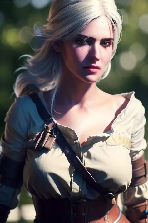 (8k, RAW photo, best quality, masterpiece:1.2),(realistic, photo-realistic:1.37), ((best quality)), ultra high res,extremely detailed CG unity 8k wallpaper, physically-based rendering,cinematic lighting, (bokeh:1.4),(upper body:1.3),a gril,ciri_ a woman <lora:ciri:0.8>