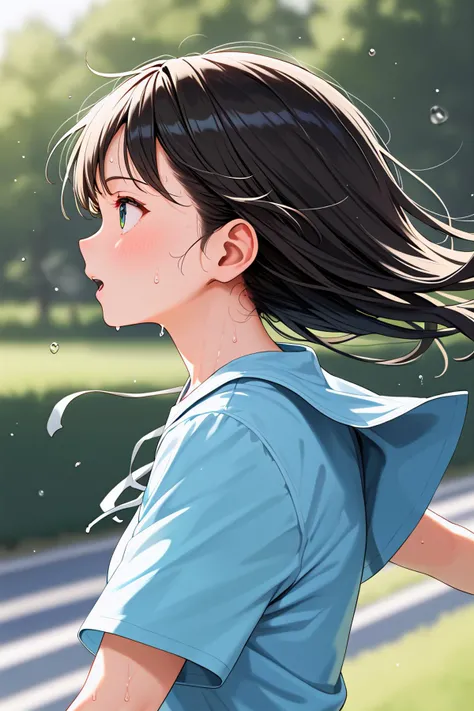 score_9, best quality,
1girl,run,motion,blurry,sweat,from side,upper body,wind