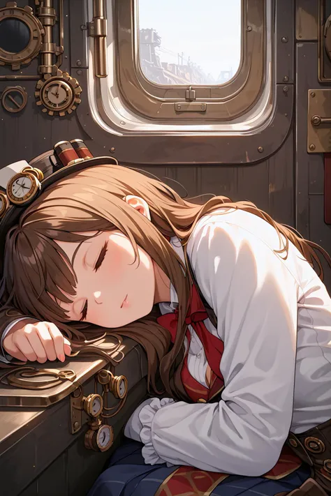 score_9, best quality,dynamic,train
1girl,(steampunk:1.1),sitting,sleeping,close up,
