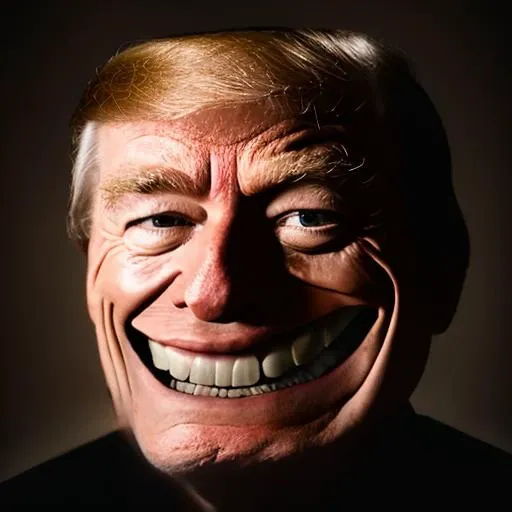 RAW photo, donald trump in tr0ll face <lora:tr0ll-000040:1>, Three-quarter, 8k uhd, dslr, soft lighting, high quality, film grain, Fujifilm XT3
