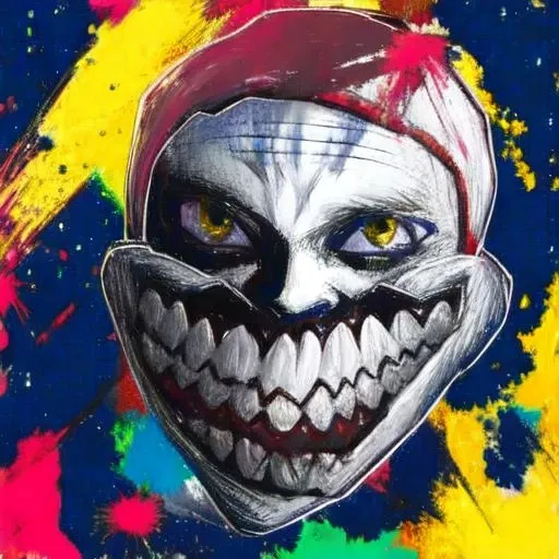 <lora:creepy clown - tw1sty as trigger:1>tw1sty ,  <lora:tr0ll face trigger:1>tr0ll face