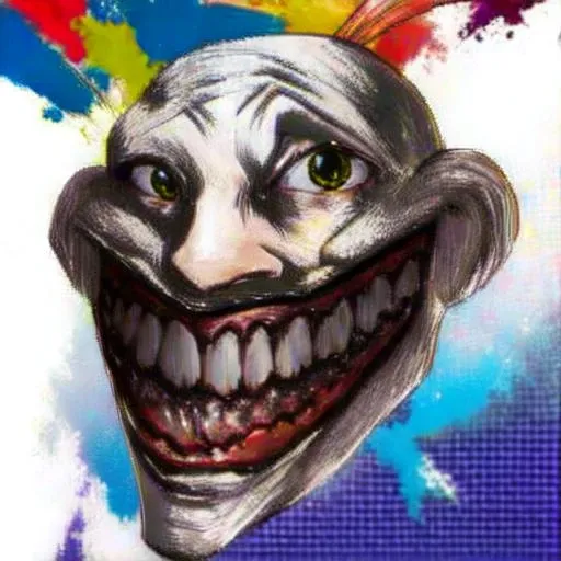 <lora:creepy clown - tw1sty as trigger:1>tw1sty , <lora:tr0ll face trigger:1>tr0ll face