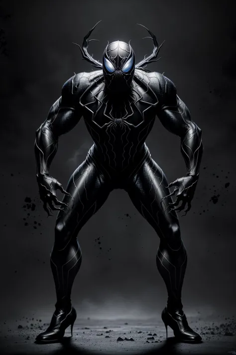 <lora:armspiderverse_v3:1> armspiderverse
masterpiece, highly detailed 8k raw photo, best quality, volumetric lighting and shadows, render in arnold
a man in (black venom spidersuit:1.2), (Arms extended wide, expressing openness:1,1), hood, glowing eyes, helmet, claws
gothic background