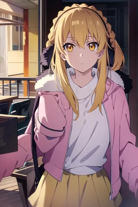 sumucheng, <lora:sumuchengtest:1>,
su mucheng, long hair, blonde hair, (yellow eyes:1.5), braids, hair braid,
BREAK sweater, jacket, fur trim, fur-trimmed jacket, pink jacket, pantyhose, skirt, white sweater, white skirt,
BREAK looking at viewer,
BREAK outdoors,
BREAK <lora:GoodHands-vanilla:1>, (masterpiece:1.2), best quality, high resolution, unity 8k wallpaper, (illustration:0.8), (beautiful detailed eyes:1.6), extremely detailed face, perfect lighting, extremely detailed CG, (perfect hands, perfect anatomy),