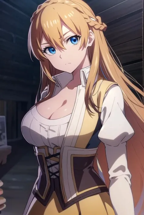 sumucheng, <lora:sumuchengtest:1>,
su mucheng, long hair, blonde hair, blue eyes, hair between eyes, braids, hair braid,
BREAK googles, googles on head, gloves, cleavage, shirt, juliet sleeves, corset, skirt, brown skirt, white shirt,
BREAK looking at viewer,
BREAK outdoors,
BREAK <lora:GoodHands-vanilla:1>, (masterpiece:1.2), best quality, high resolution, unity 8k wallpaper, (illustration:0.8), (beautiful detailed eyes:1.6), extremely detailed face, perfect lighting, extremely detailed CG, (perfect hands, perfect anatomy),