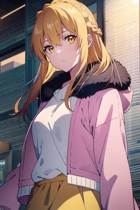 sumucheng, <lyco:sumucheng-LYCORIStest:1>,
su mucheng, long hair, blonde hair, (yellow eyes:1.5), braids, hair braid,
BREAK sweater, jacket, fur trim, fur-trimmed jacket, pink jacket, pantyhose, skirt, white sweater, white skirt,
BREAK looking at viewer,
BREAK outdoors,
BREAK <lora:GoodHands-vanilla:1>, (masterpiece:1.2), best quality, high resolution, unity 8k wallpaper, (illustration:0.8), (beautiful detailed eyes:1.6), extremely detailed face, perfect lighting, extremely detailed CG, (perfect hands, perfect anatomy),