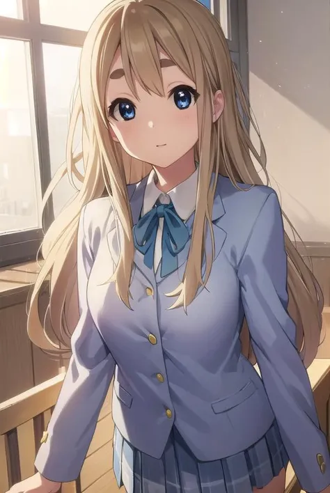 tsumugikotobuki, <lora:tsumugi kotobuki s2-lora-nochekaiser:1>,
tsumugi kotobuki, long hair, blue eyes, blonde hair, thick eyebrows,
BREAK sakuragaoka high school uniform, school uniform, uniform, blazer, shirt, white shirt, collared shirt, skirt, pleated skirt,
BREAK indoors, classroom,
BREAK looking at viewer, (cowboy shot:1.5),
BREAK <lyco:GoodHands-beta2:1>, (masterpiece:1.2), best quality, high resolution, unity 8k wallpaper, (illustration:0.8), (beautiful detailed eyes:1.6), extremely detailed face, perfect lighting, extremely detailed CG, (perfect hands, perfect anatomy),