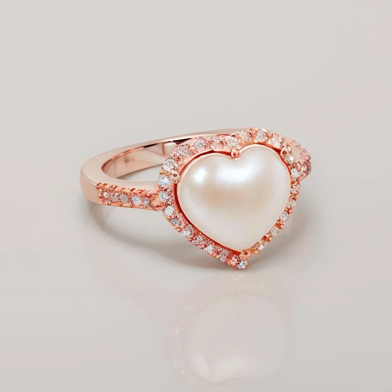 ajd,ring,pearl ring,diamond trimmed ring,heart shaped ring,white background,simple background,no humans,<lora:ringv1:0.8>,