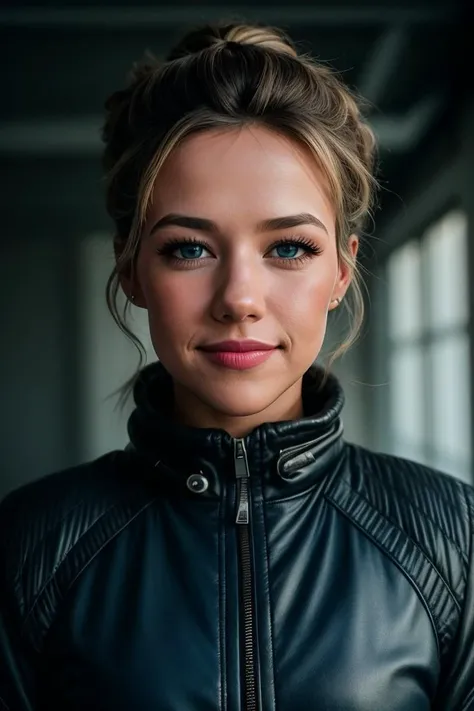 photo of beautiful (AleN3l_V4A_TTX:0.99), a woman with perfect hair, hair upsweep updo, wearing (black Quilted Jacket :1.1), (plain blue swimming pool[::1] :1.1), modelshoot style, (extremely detailed CG unity 8k wallpaper), professional majestic photography, (smile), ((upper body)), (camera), 24mm, exposure blend, hdr, faded, extremely intricate, High (Detail:1.1), Sharp focus, dramatic, soft cinematic light, (upper body), (looking at viewer), (detailed pupils), 4k textures, soft cinematic light, adobe lightroom, photolab, elegant, ((((cinematic look)))), soothing tones, insane details, hyperdetailed, low contrast("I've got a bad feeling about this.":1.1), ("In Jernau we trust!":1.1),