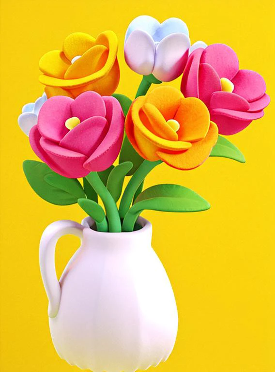 flower, no humans, simple background,yellow background, holding flower,white flower, pink flower, bouquet <lora:flower_20230708130319:0.85>