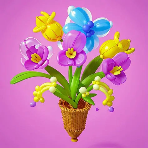 no humans, flower, yellow background, simple background, still life, food focus, pink flower, (Balloon flowers:1.3), leaf, tulip, <lora:flower_20230708130319:0.8>