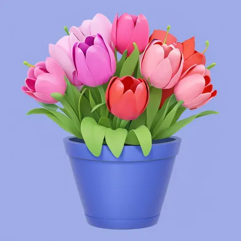 no humans, flower, plant, simple background, flower pot, potted plant, still life, blue background, pink flower, purple background, tulip, leaf, vase, <lora:flower_20230708130319:0.9>