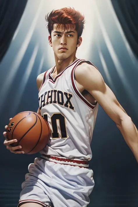 Sakuragi Hanamichi1,red hair,short hair,buzz cut,pompadourshirt,basketball uniform,running,
smooth,lighting,Atmosphere,soft light,high res,4k masterpiece,high quality,<lora:Sakuragi Hanamichi1:0.55>,