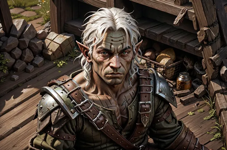 <lora:RPGOrc:0.7> orc:1.2, 1boy, male focus, armor, scar, scars, green eyes, pointy ears, depth of field, outdoors, realistic:1.3, in a medieval arena, medieval, <lora:AllOldRPGArtS1_1990s_V1.01_LoRA:0.4> alloldrpgarts1 <lora:PBOldRifRPGStyle-V1.0-st_LoRa:0.4> RpgRiftingInThe90s, extremely high quality RAW photograph, detailed background, intricate, Exquisite details and textures, highly detailed, ultra detailed photograph, warm lighting, 4k, sharp focus, high resolution, detailed skin, detailed eyes, 8k uhd, dslr, high quality, film grain, Fujifilm XT3,