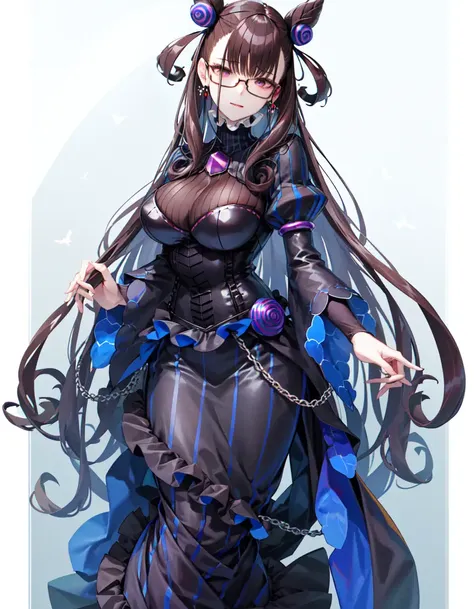 (masterpiece, best quality, high resolution),
Caster1, black long dress, 1girl, solo, glasses
<lora:FGOMurasaki:0.8>,