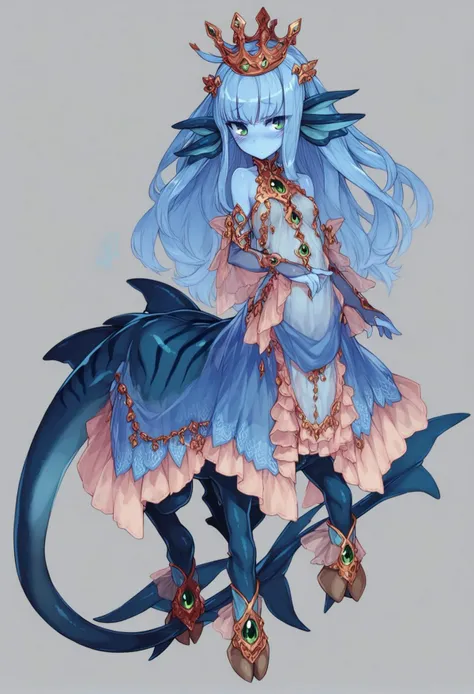 score_9, score_8_up, score_7_up, score_6_up,
[Kelpie], 1girl, taur, colored skin, see-through blue skin, animal ears, long blue hair with small crown, blush, bridal gauntlets, transparent, blue theme, water elemental, eyebrows visible through hair, see-through frills, green eyes, long hair, looking at viewer, small breasts, tail, fin tail, hooves, bare shoulders, monster girl,
<lora:MonsterGirlXLP6lokrV43P1NF:1>