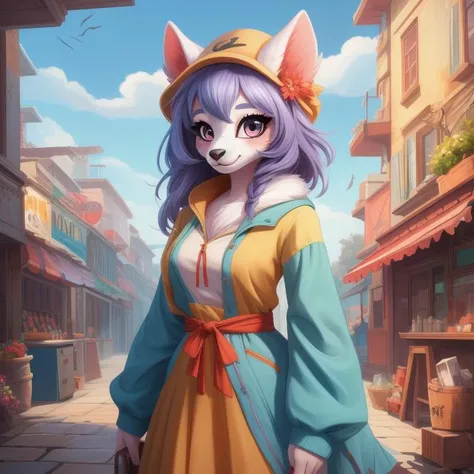 colorful image of anthro bird girl, avian, female, humanoid, furry, beauty, cute, adorable, hi res, sharp, detailed background