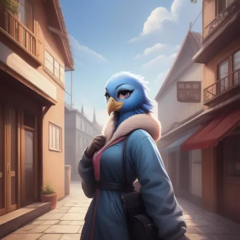cute female anthro bird, avian, beauty, furry, sharp, clear, hi res, high resolution, detailed background