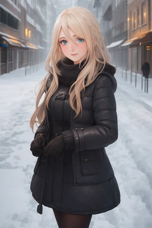 professional portrait photograph of a gorgeous Norwegian girl in winter clothing with long wavy blonde hair, sultry flirty look, (freckles), gorgeous symmetrical face, cute natural makeup, wearing elegant warm winter fashion clothing, ((standing outside in snowy city street)), stunning modern urban environment, ultra realistic, concept art, elegant, highly detailed, intricate, sharp focus, depth of field, f/1. 8, 85mm, medium shot, mid shot, (((professionally color graded))), bright soft diffused light, (volumetric fog), trending on instagram, hdr 4k, 8k <lora:epiNoiseoffset_v2:1>