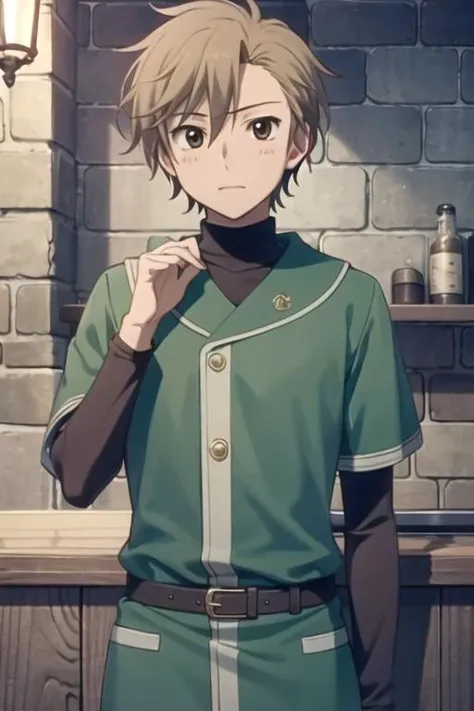 masterpiece, best quality, game cg, 1boy, solo, male focus, looking at viewer, upper body, depth of field, ligne claire, , <lora:shuka_akagami_no_shirayuki-hime:0.76>, shuka_akagami_no_shirayuki-hime, brown hair, brown eyes, , dieselpunk,