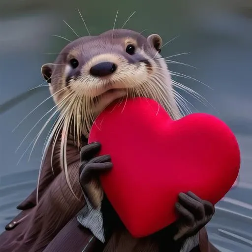 <lora:nutrias_otters:1> nutrias_otters holding a stuffed heart