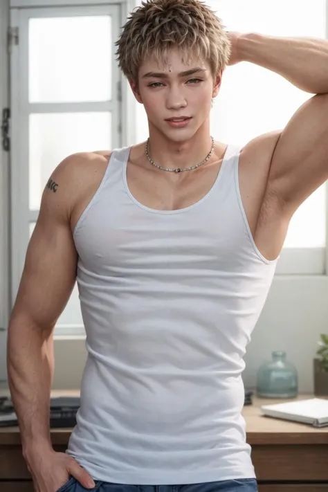(((Attractive androgynous mix gender ginger person with freckle with male head shape and female facial features))), (((ginormous chiselled masculine manly muscled chested with masculine flat chested male extremely shredded muscular body with pussy and feminine facial feature))),
(Long sleeves high neck micro small bra for male bule colored),
85 mm art lens, f 1.2, sharp focus, 8 k high definition, ultra detailed, photorealistic, masterpiece, perfect fingers, UHD 8k, solo androgynous, realistic image, high detail, photo quality, best quality, ultra-detailed, masterpiece, finely detail, realistic skin texture, sharp focus, insanely detailed, intricate, detailed girl face, smooth skin, rippedshredded, ultra realistic, pansexual female facial feature with male muscular body, detailed face, ultra real androgynous Bisexual face, very detailed skin,
(hair colour fully blue:1.5), (((shor bobs parting undercut: haircut1.3))), shaved sides head fade,
beach, bitch,
nudity, (((nude cute little pussy:1.1))), (((Attractive female androgynous mix gender))),
(((stand up straight))), (((show thigh up))),