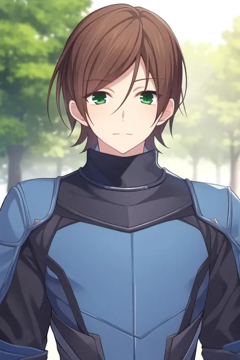 masterpiece, best quality, photorealistic, 1boy, solo, male focus, looking at viewer, upper body, depth of field, <lora:ayumi_kurose:0.72>, ayumi_kurose, brown hair, green eyes, superhero costume, medieval europe, 2k resolution