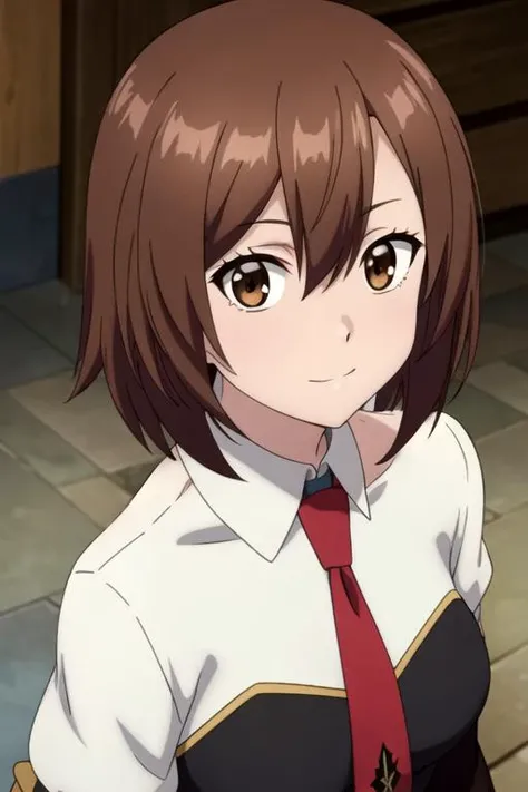 masterpiece, best quality, game cg, 1girl, solo, looking at viewer, , depth of field, anime coloring, , <lora:lola_metrose:0.70>, lola_metrose, brown hair, brown eyes, , red necktie