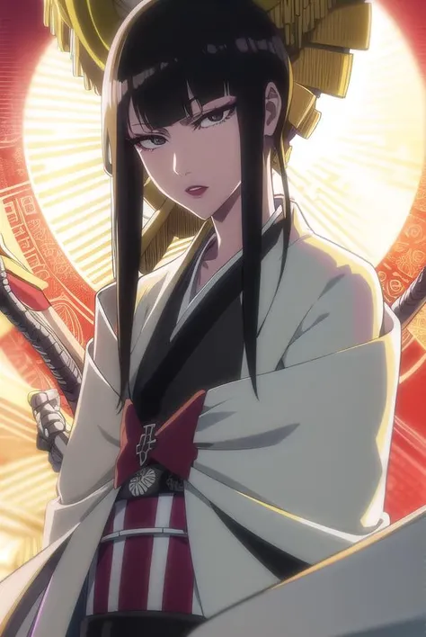senjumarushutara, <lyco:senjumarushutara-lyco-nochekaiser:1>,
senjumaru shutara, long hair, bangs, blunt bangs, black hair, sidelocks, (black eyes:1.5), makeup, lipstick, red lipstick,
BREAK japanese clothes, kimono, mechanical arms, extra arms,
BREAK looking at viewer, upper body, (full body:1.2),
BREAK outdoors, sky, sun,
BREAK <lyco:GoodHands-beta2:1>, (masterpiece:1.2), best quality, high resolution, unity 8k wallpaper, (illustration:0.8), (beautiful detailed eyes:1.6), extremely detailed face, perfect lighting, extremely detailed CG, (perfect hands, perfect anatomy),